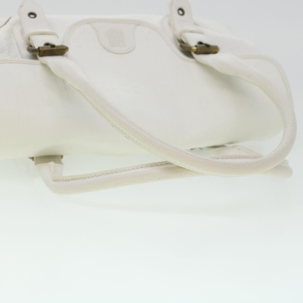 BURBERRY Shoulder Bag Leather White Auth bs5985