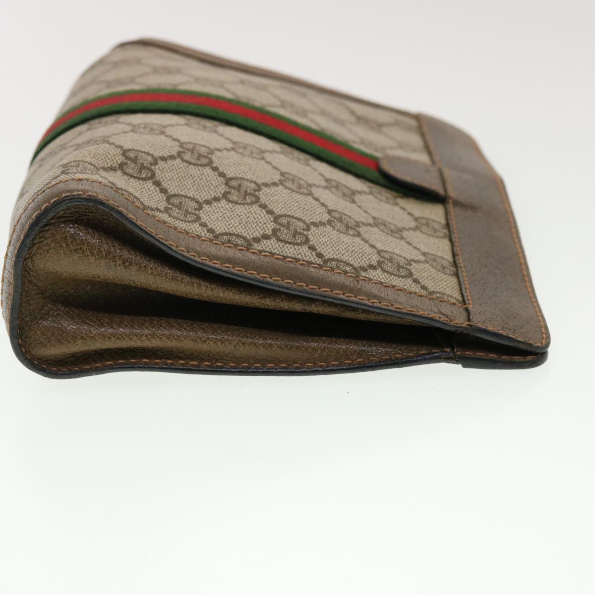 GUCCI GG Canvas Web Sherry Line Clutch Bag Beige Red Green 89.01.001 Auth bs5999