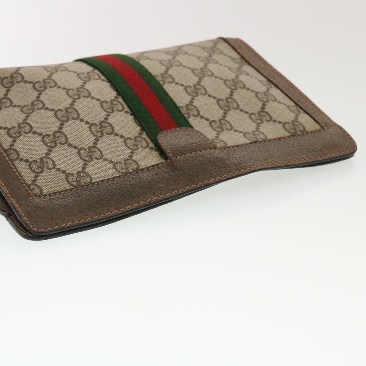 GUCCI GG Canvas Web Sherry Line Clutch Bag Beige Red Green 89.01.001 Auth bs5999