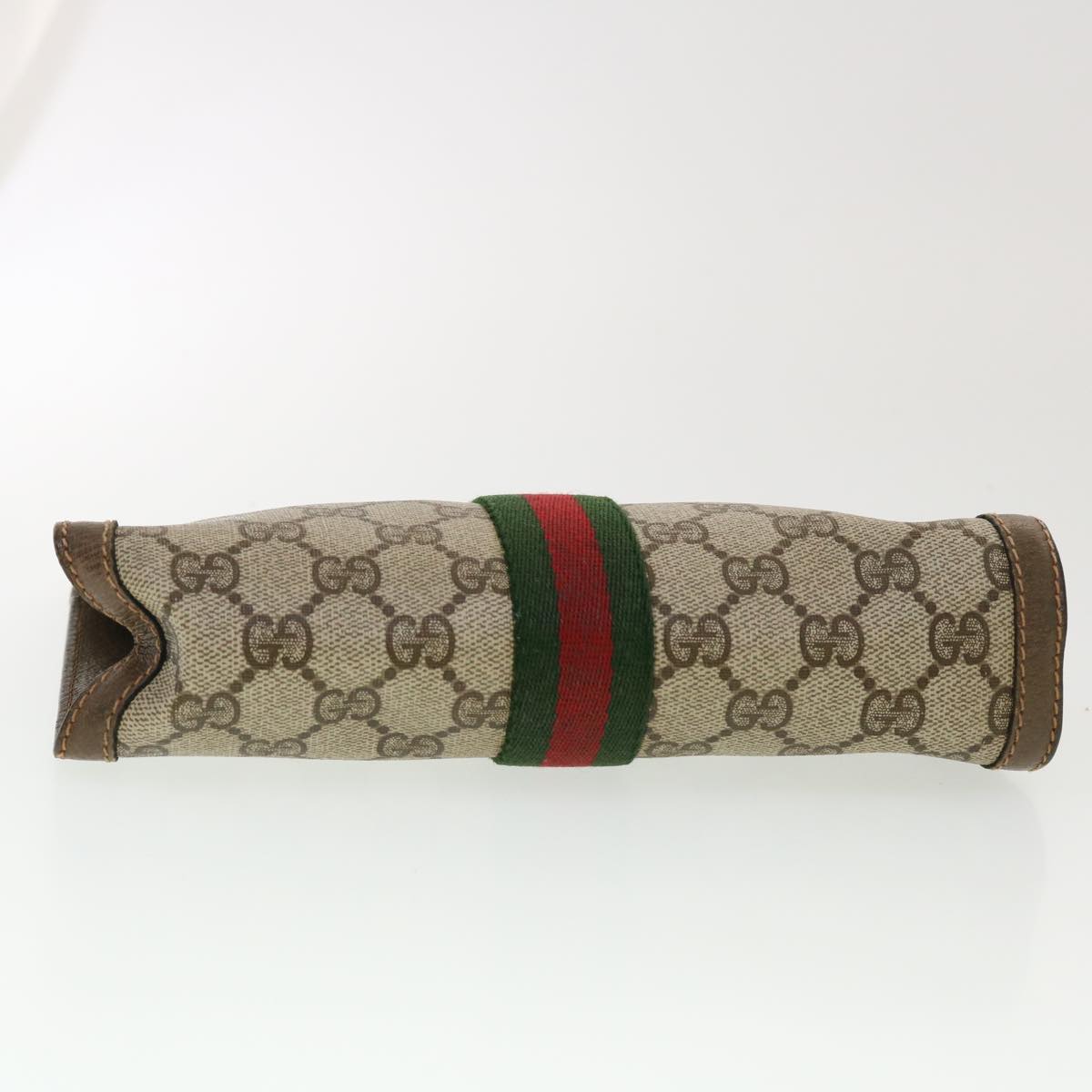 GUCCI GG Canvas Web Sherry Line Clutch Bag Beige Red Green 89.01.001 Auth bs5999