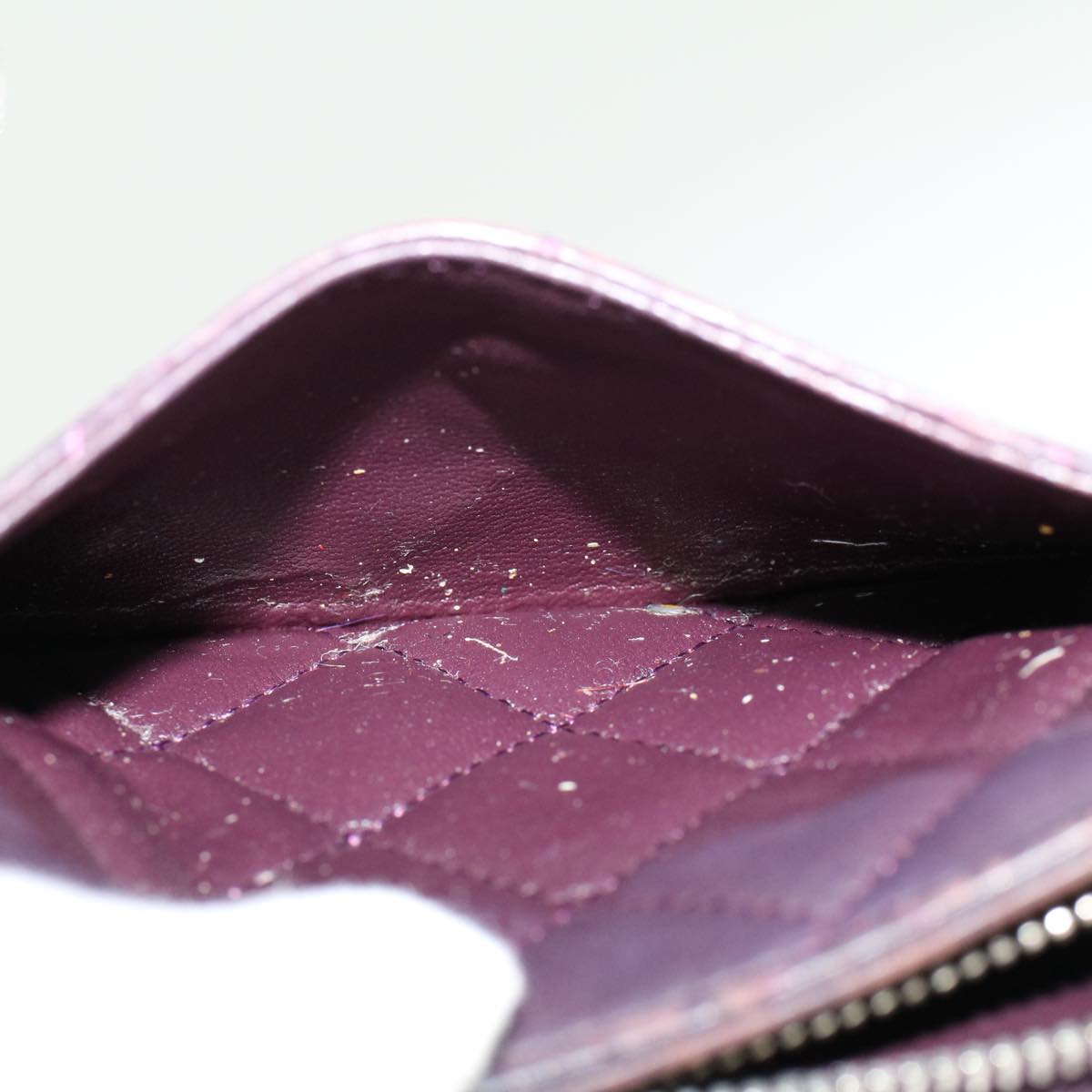 CHANEL Wallet Lamb Skin Purple CC Auth bs6011