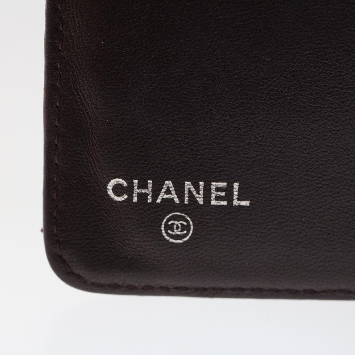 CHANEL Wallet Lamb Skin Purple CC Auth bs6011