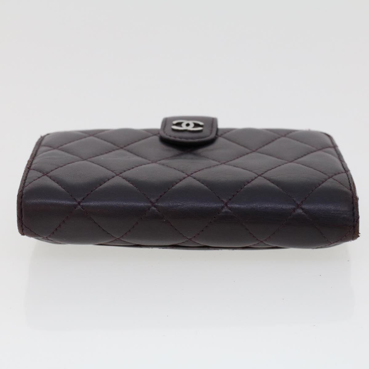 CHANEL Wallet Lamb Skin Purple CC Auth bs6011