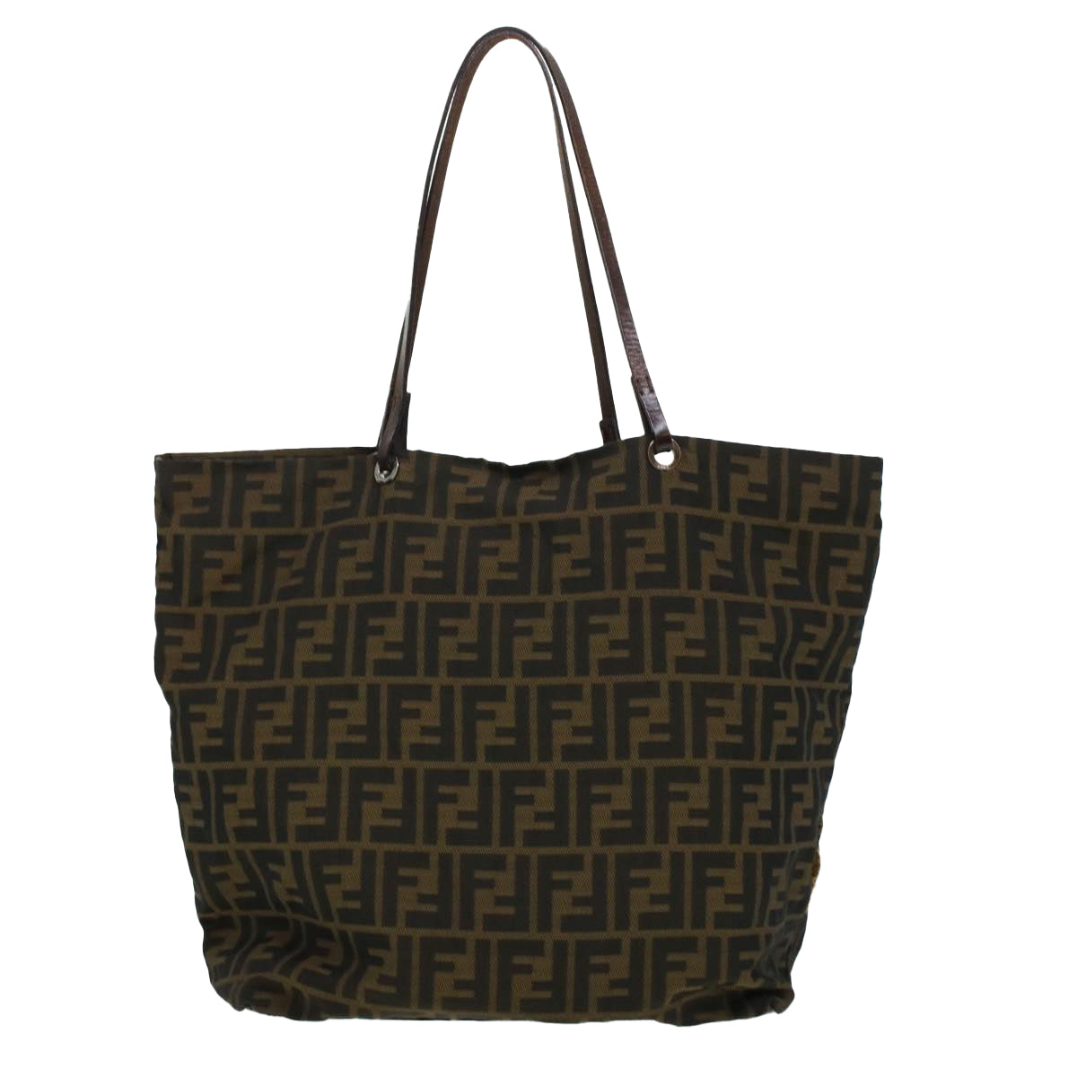 FENDI Zucca Canvas Tote Bag Black Brown Auth bs6032 - 0