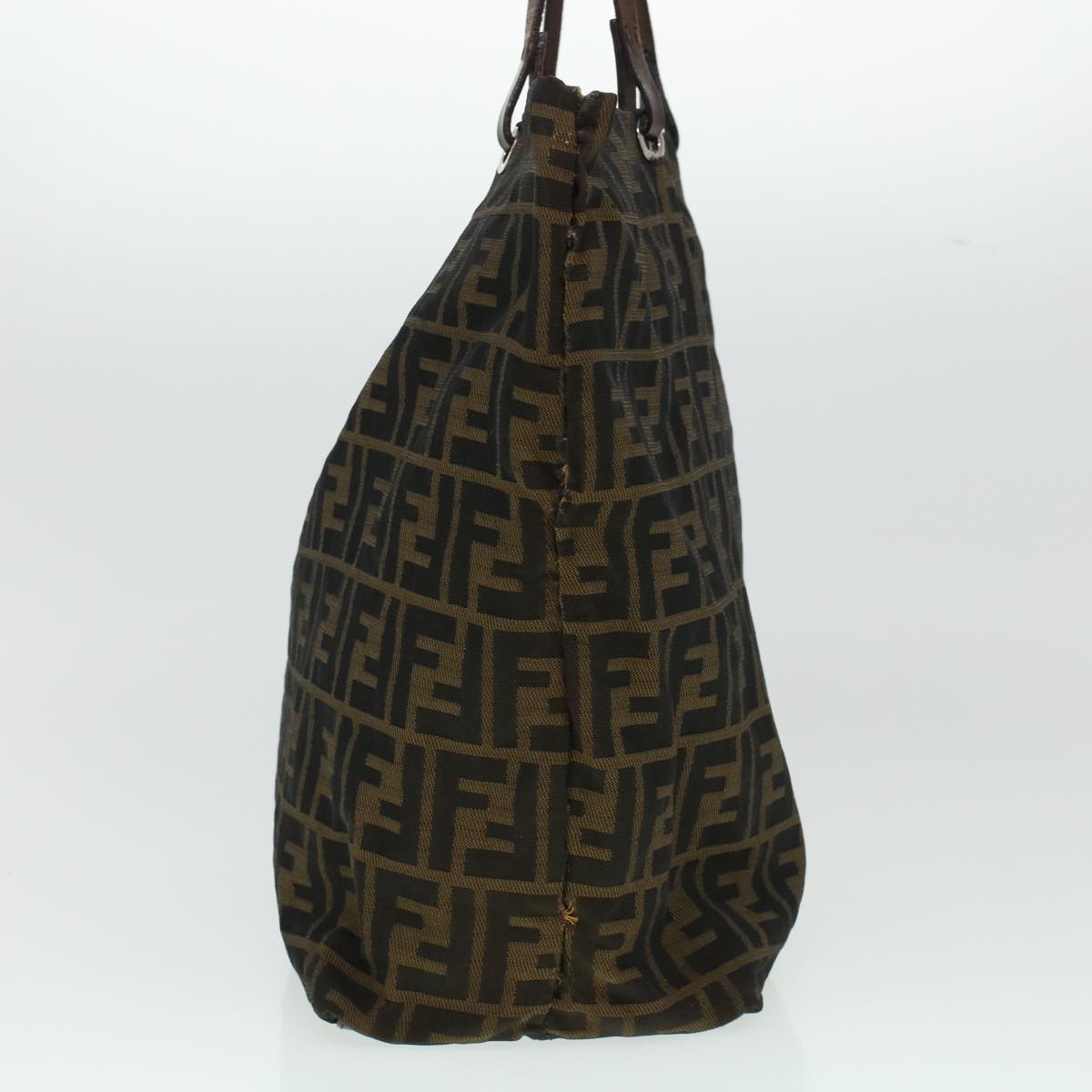 FENDI Zucca Canvas Tote Bag Black Brown Auth bs6032