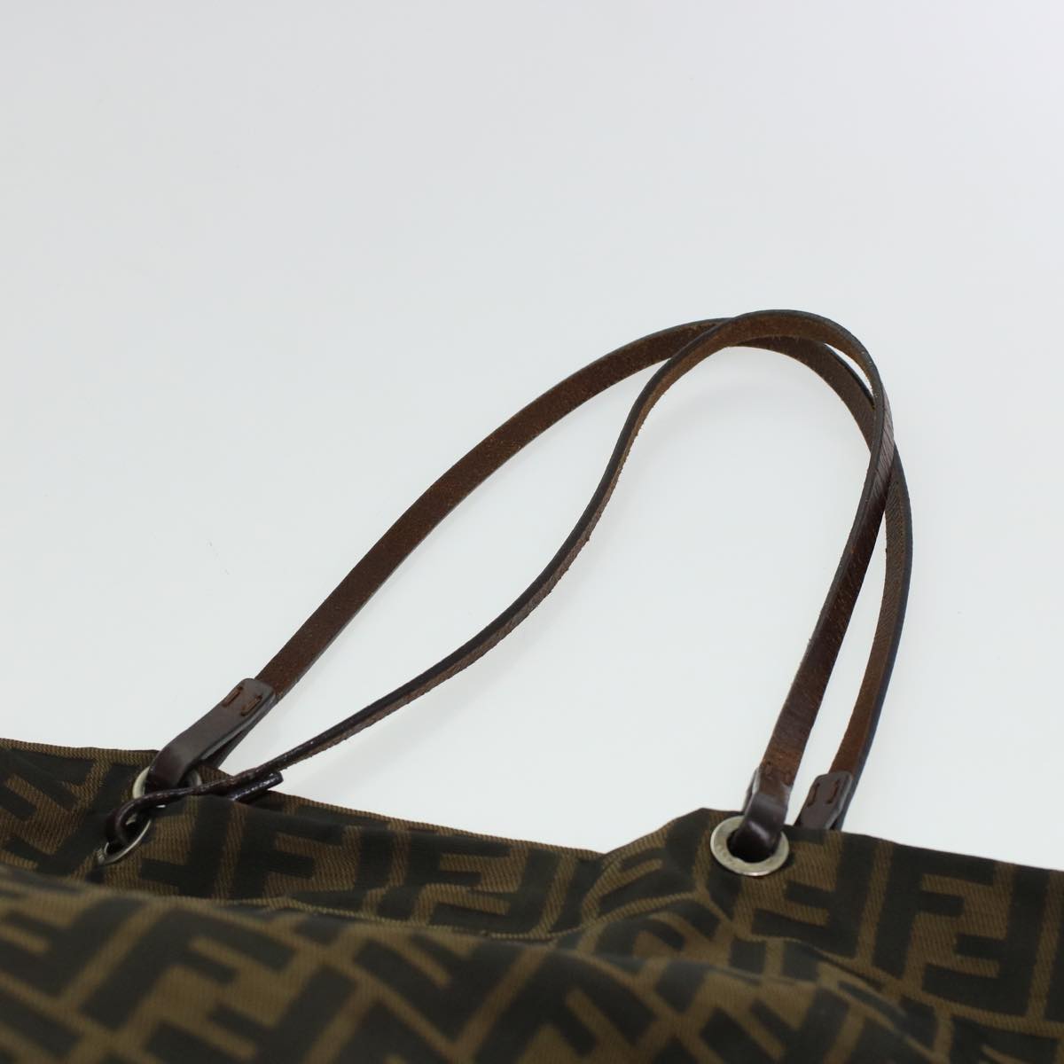 FENDI Zucca Canvas Tote Bag Black Brown Auth bs6032