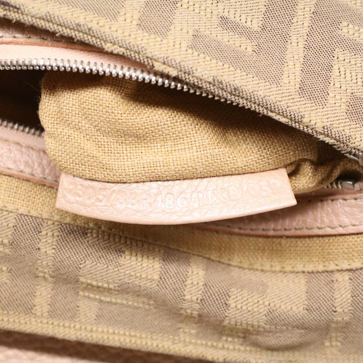 FENDI Zucca Canvas Linda Hand Bag Beige Pink Auth bs6036