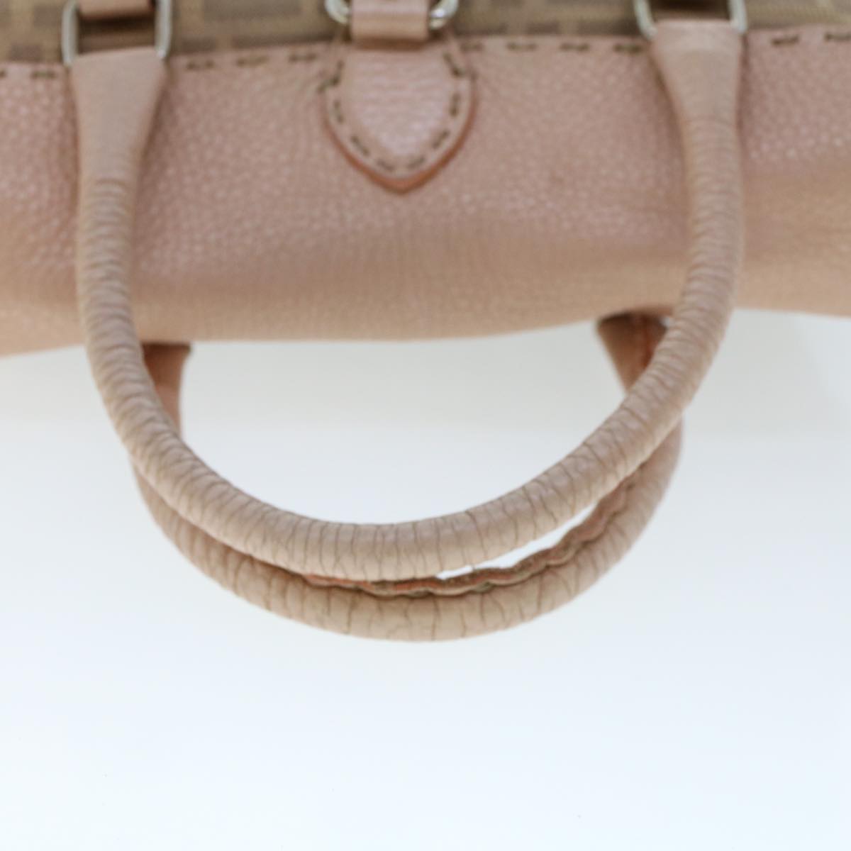 FENDI Zucca Canvas Linda Hand Bag Beige Pink Auth bs6036