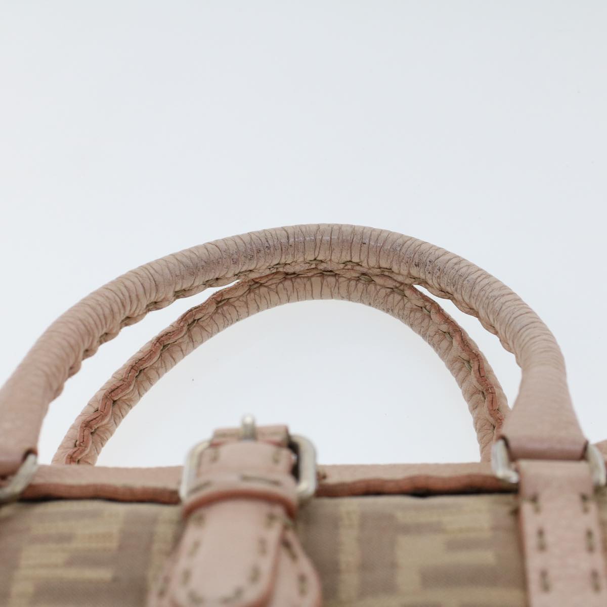 FENDI Zucca Canvas Linda Hand Bag Beige Pink Auth bs6036