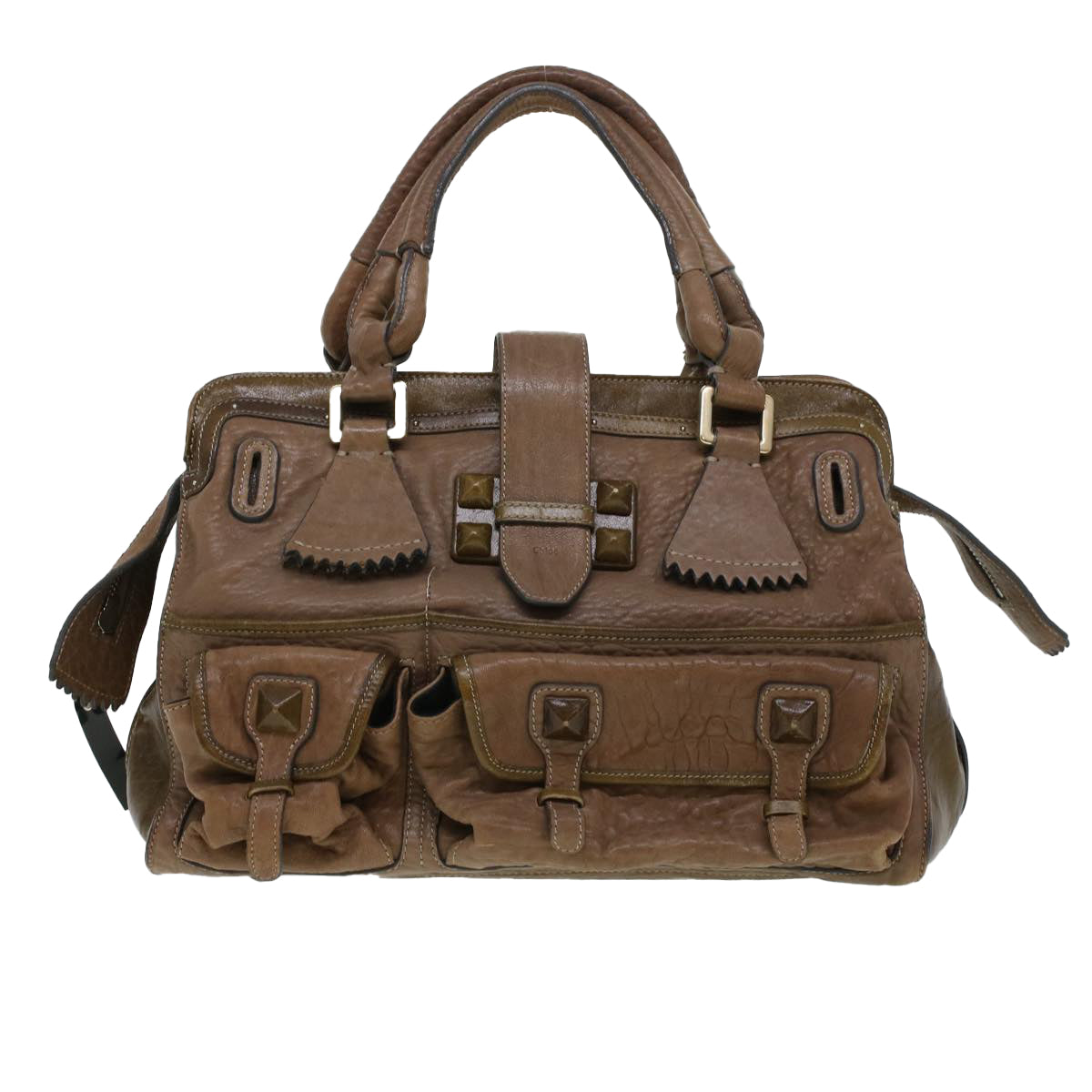 Chloe Elvir Hand Bag Leather Brown Auth bs6052