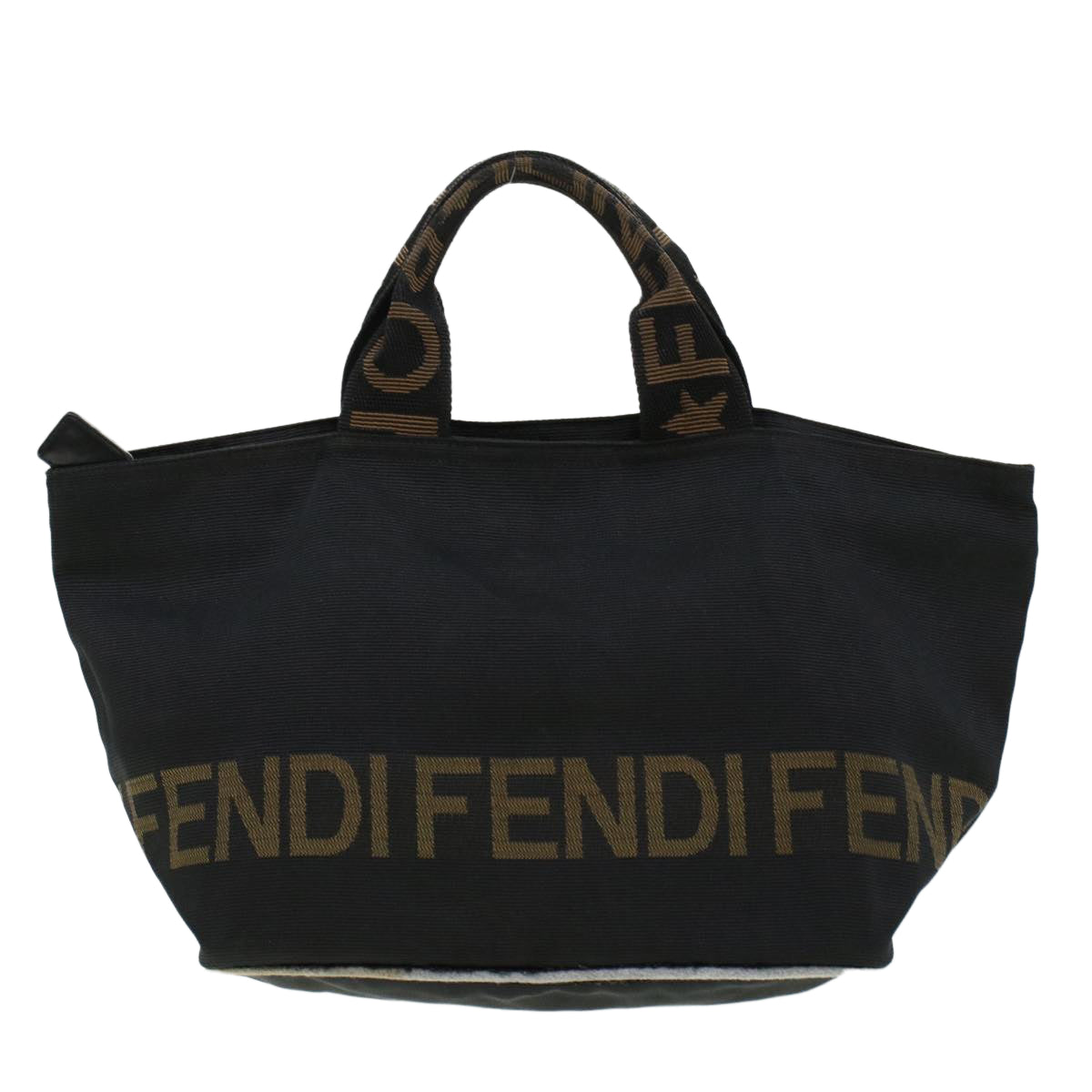 FENDI Zucca Canvas Hand Bag Black Brown Auth bs6057