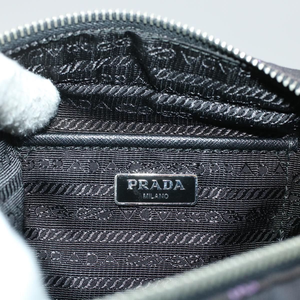 PRADA Chain Shoulder Bag Canvas Black Auth bs6063