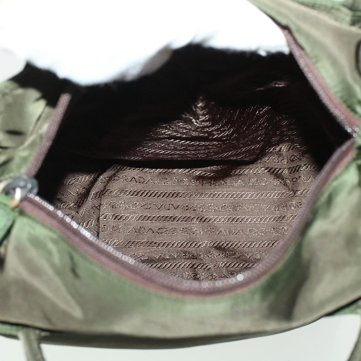 PRADA Shoulder Bag Nylon Khaki Auth bs6067