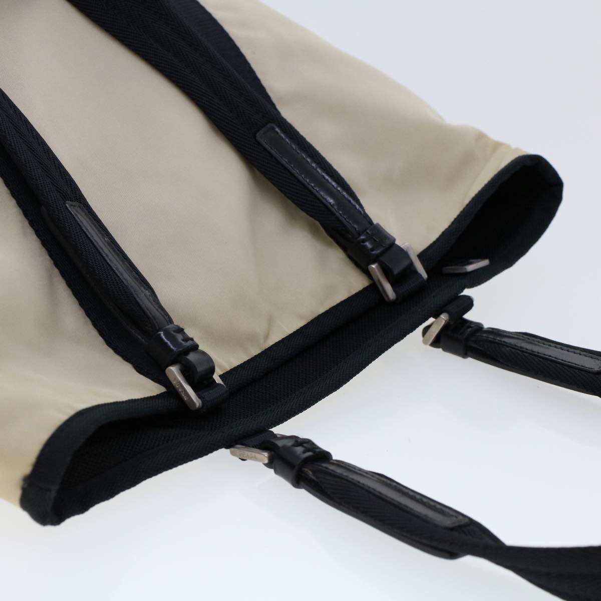 PRADA Shoulder Bag Nylon White Auth bs6074