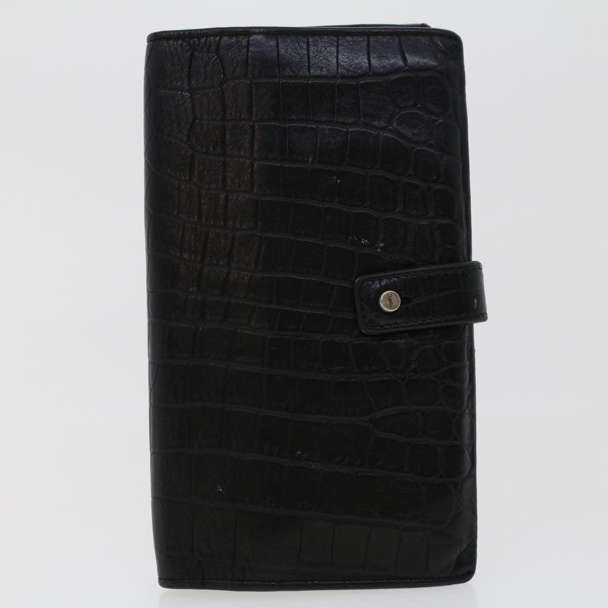 SAINT LAURENT Long Wallet Leather Patent leather 3Set Black Green Auth bs6091