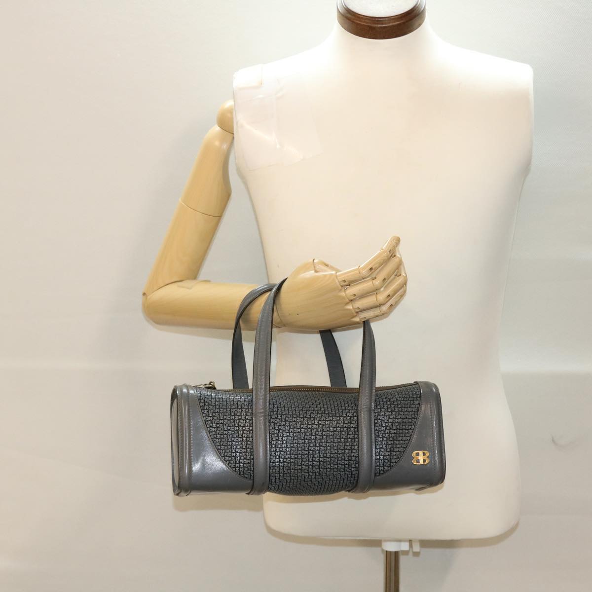 BALLY Shoulder Bag Leather Gray Auth bs6098