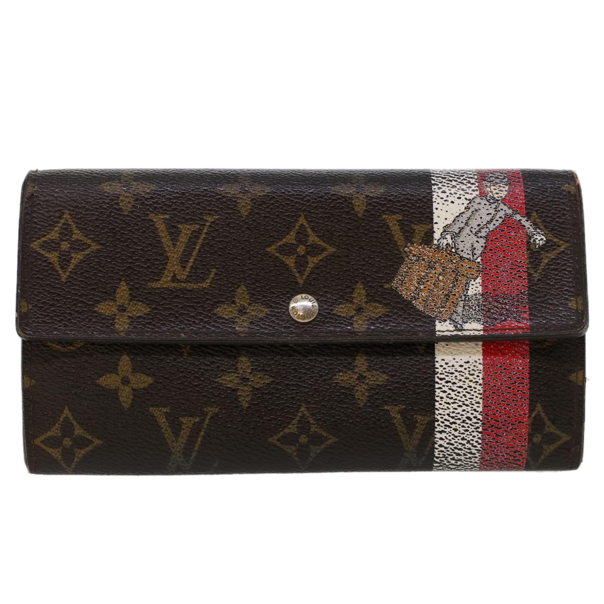 LOUIS VUITTON Monogram Groom Portefeiulle Sarah Long Wallet M60034 Auth bs6106