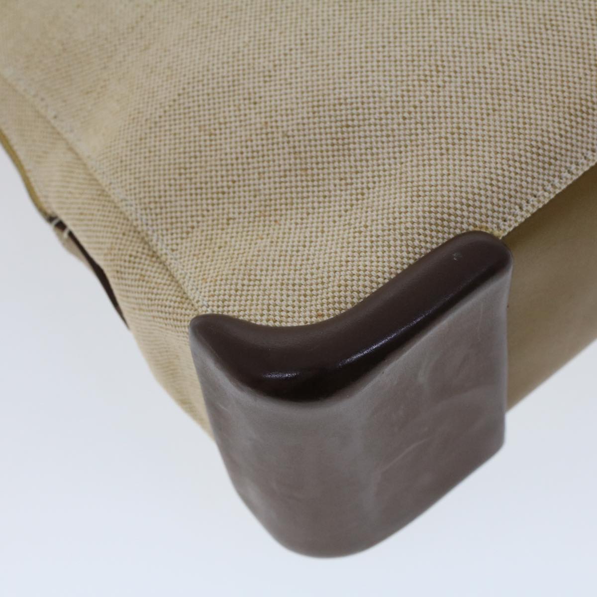PRADA Shoulder Bag Canvas Leather Beige Auth bs6127