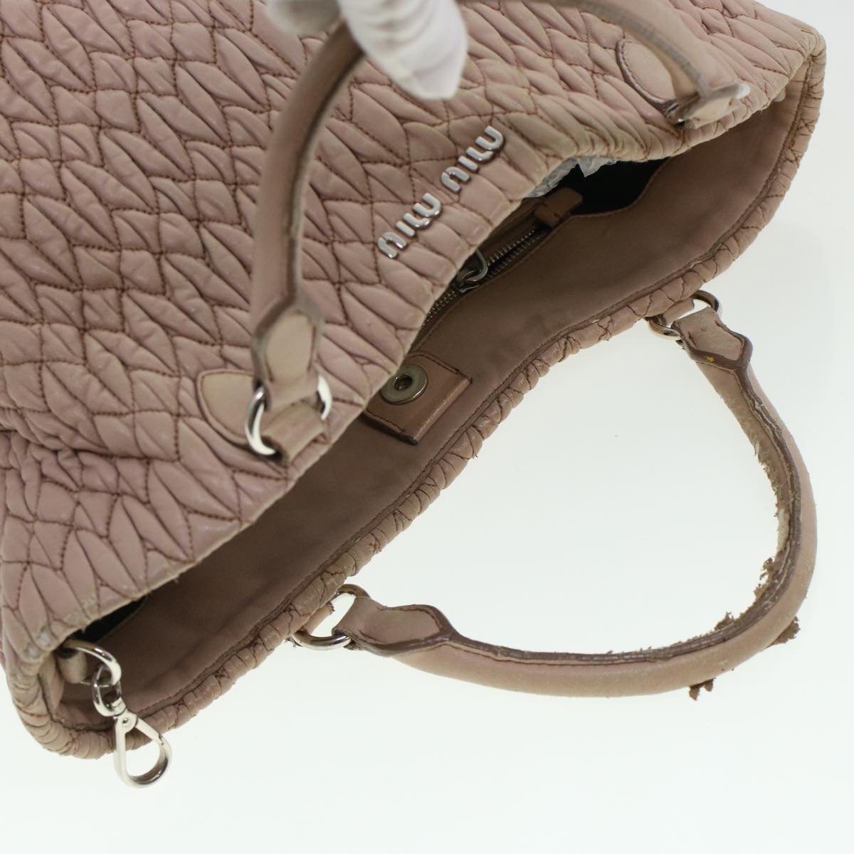 Miu Miu Hand Bag Enamel Leather 2Set Pink Black Auth bs6160