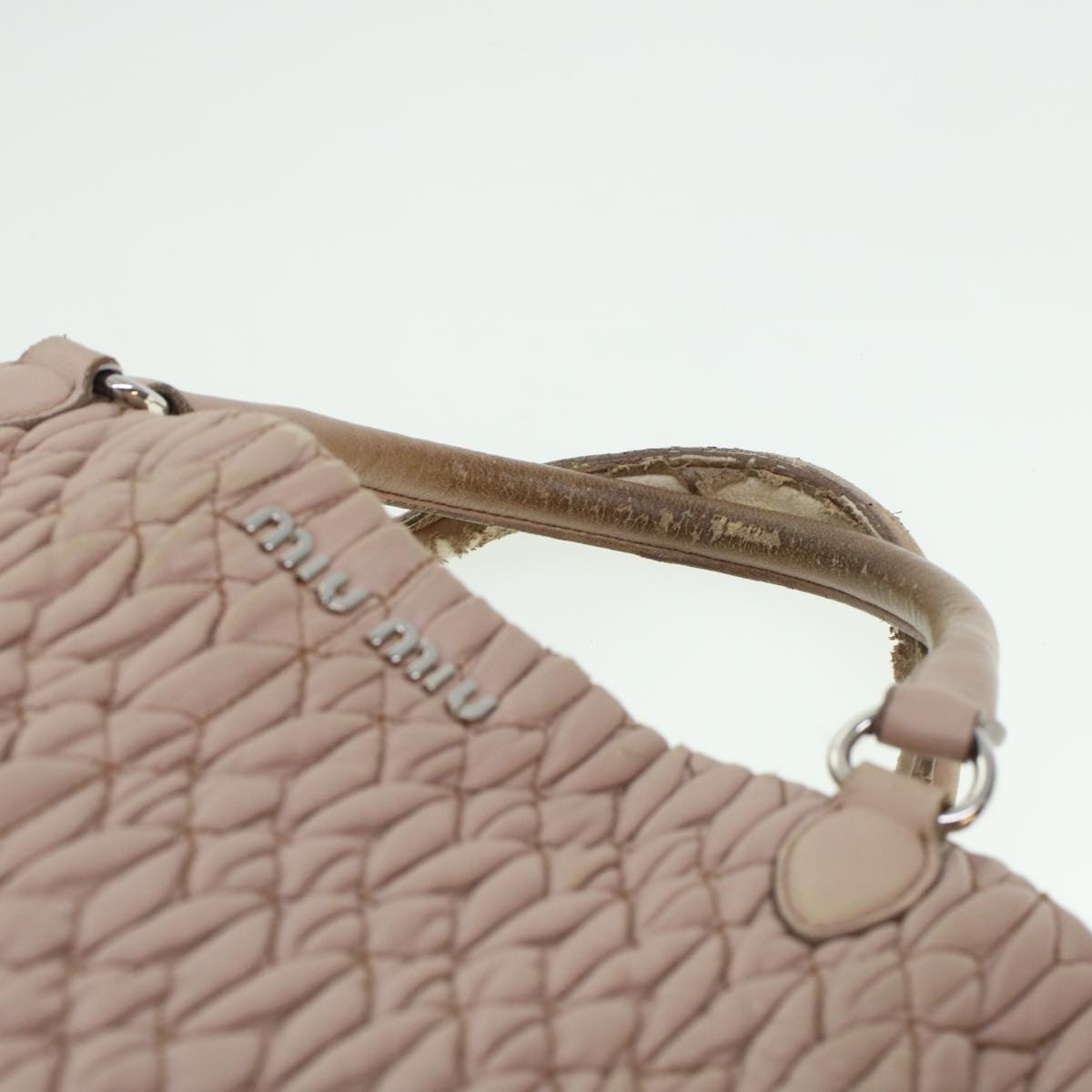 Miu Miu Hand Bag Enamel Leather 2Set Pink Black Auth bs6160