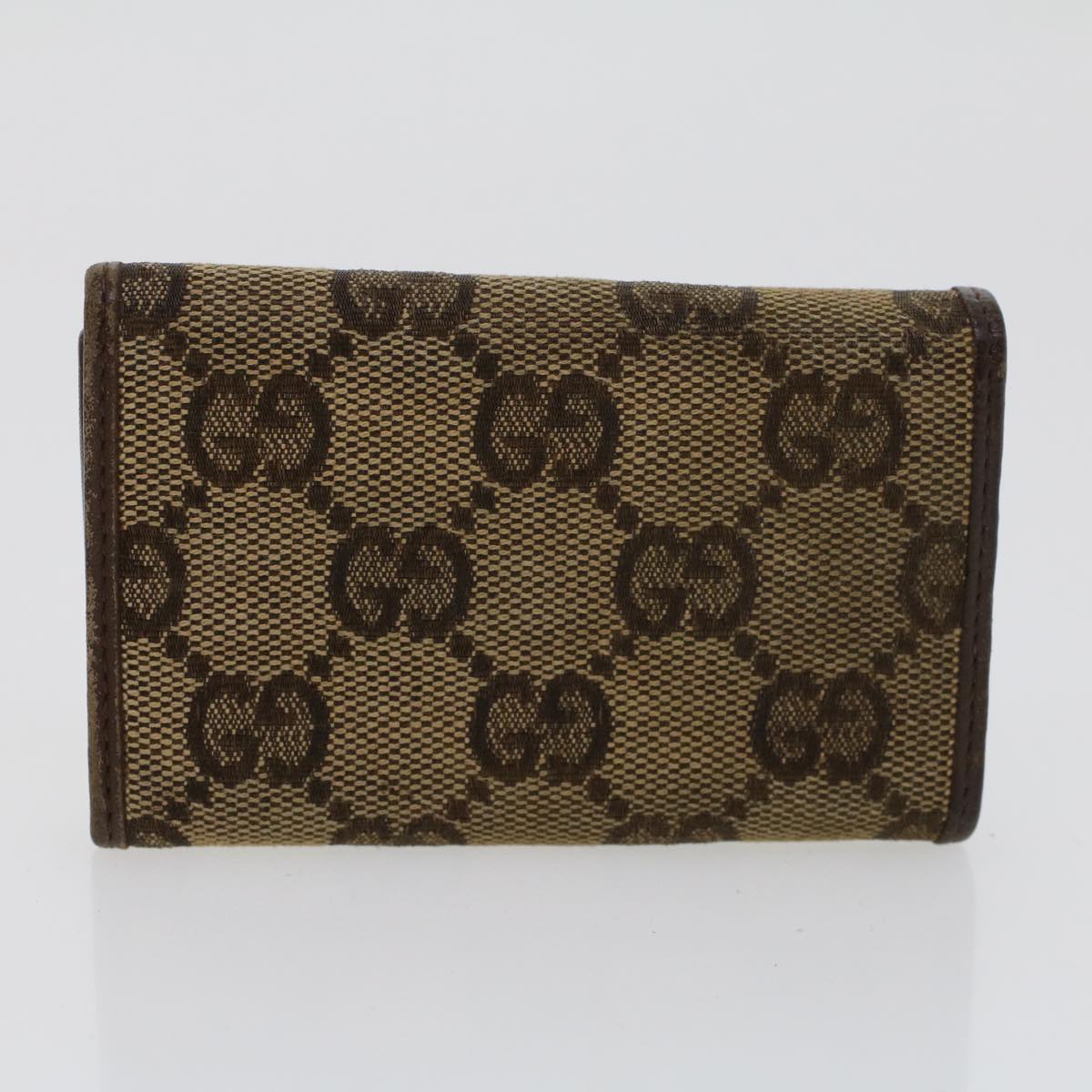 GUCCI GG Canvas Wallet Canvas Leather 4Set Beige Black Auth bs6169