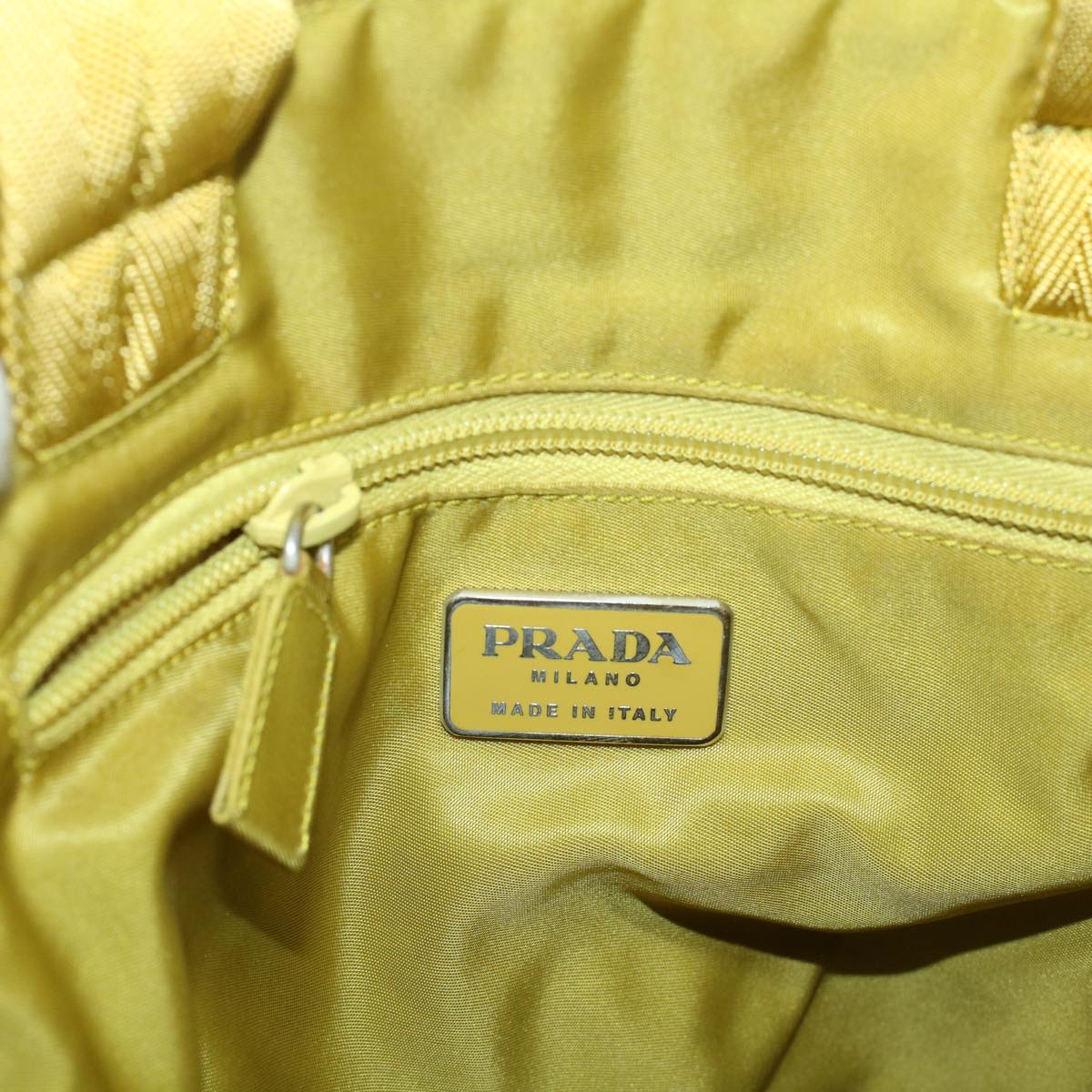 PRADA Hand Bag Velor Yellow Auth bs6179