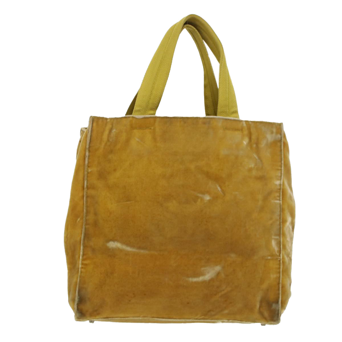 PRADA Hand Bag Velor Yellow Auth bs6179 - 0