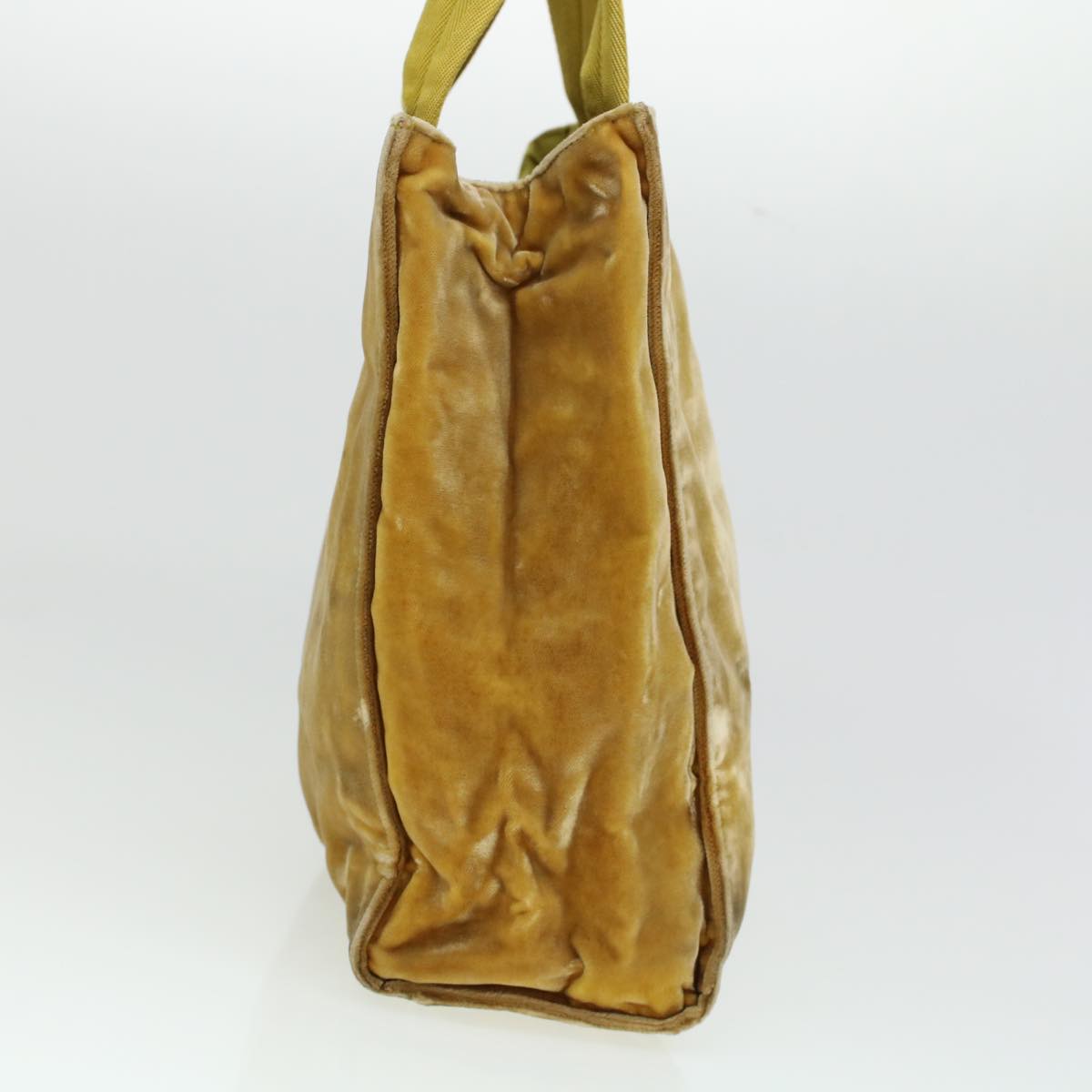 PRADA Hand Bag Velor Yellow Auth bs6179