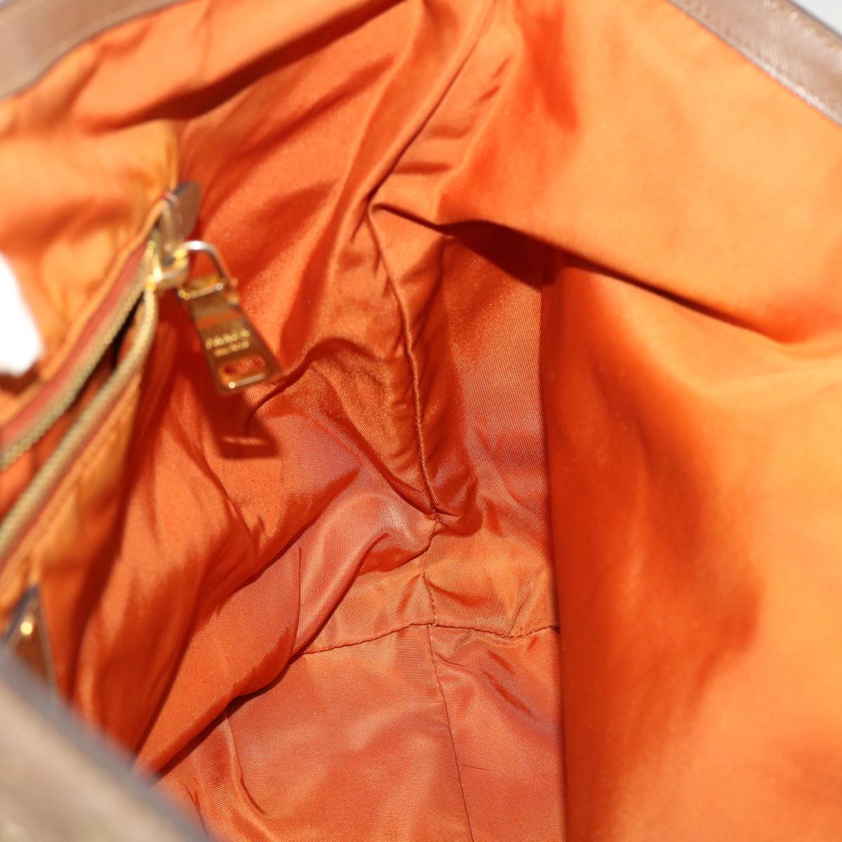 PRADA Tote Bag Nylon Leather Khaki Auth bs6185