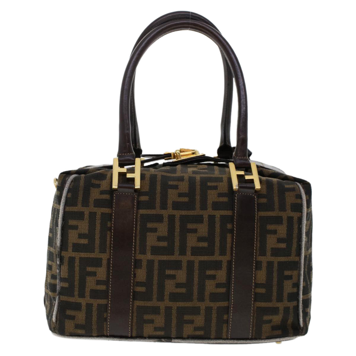 FENDI Zucca Canvas Hand Bag Black Brown Auth bs6206 - 0