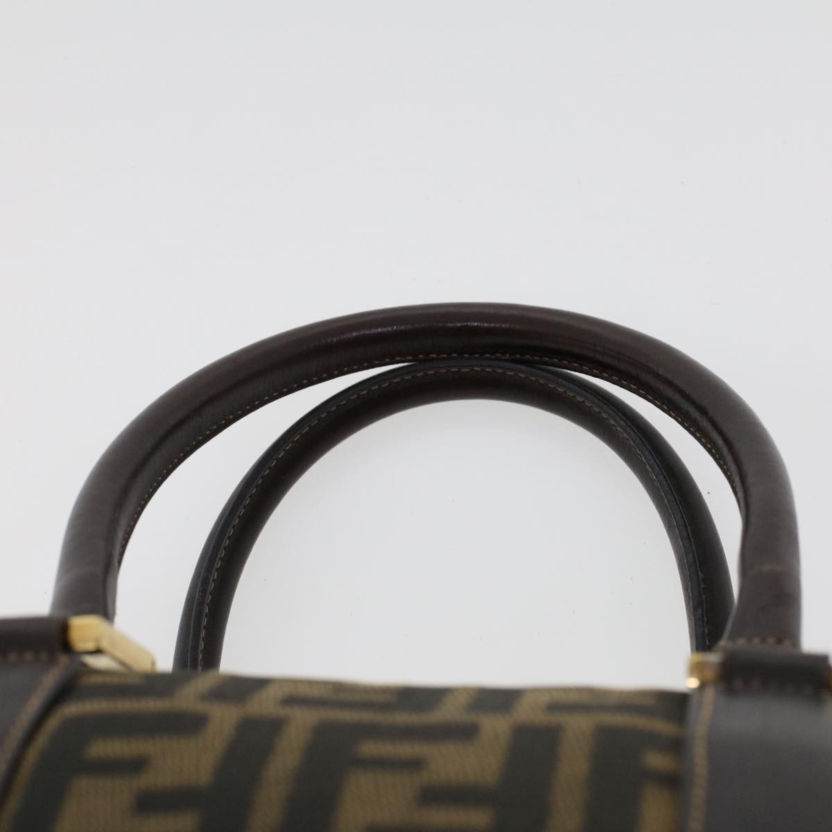 FENDI Zucca Canvas Hand Bag Black Brown Auth bs6206