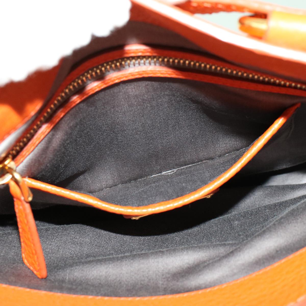 Miu Miu Hand Bag Leather Orange Auth bs6223