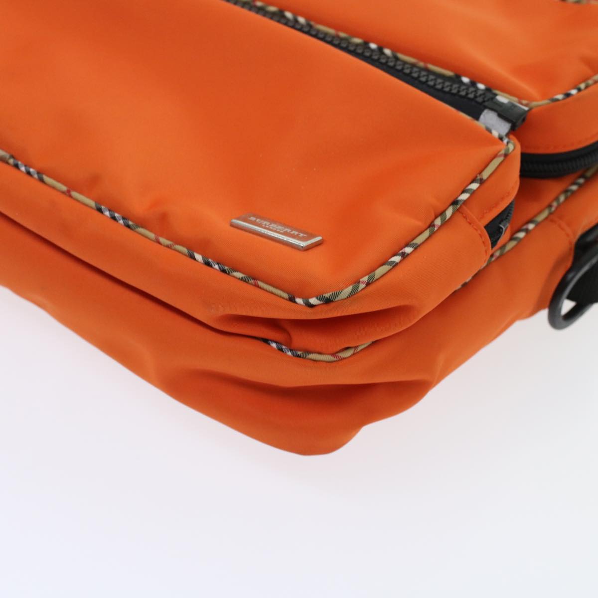 BURBERRY Nova Check Hand Bag Nylon 2way Orange Auth bs6240