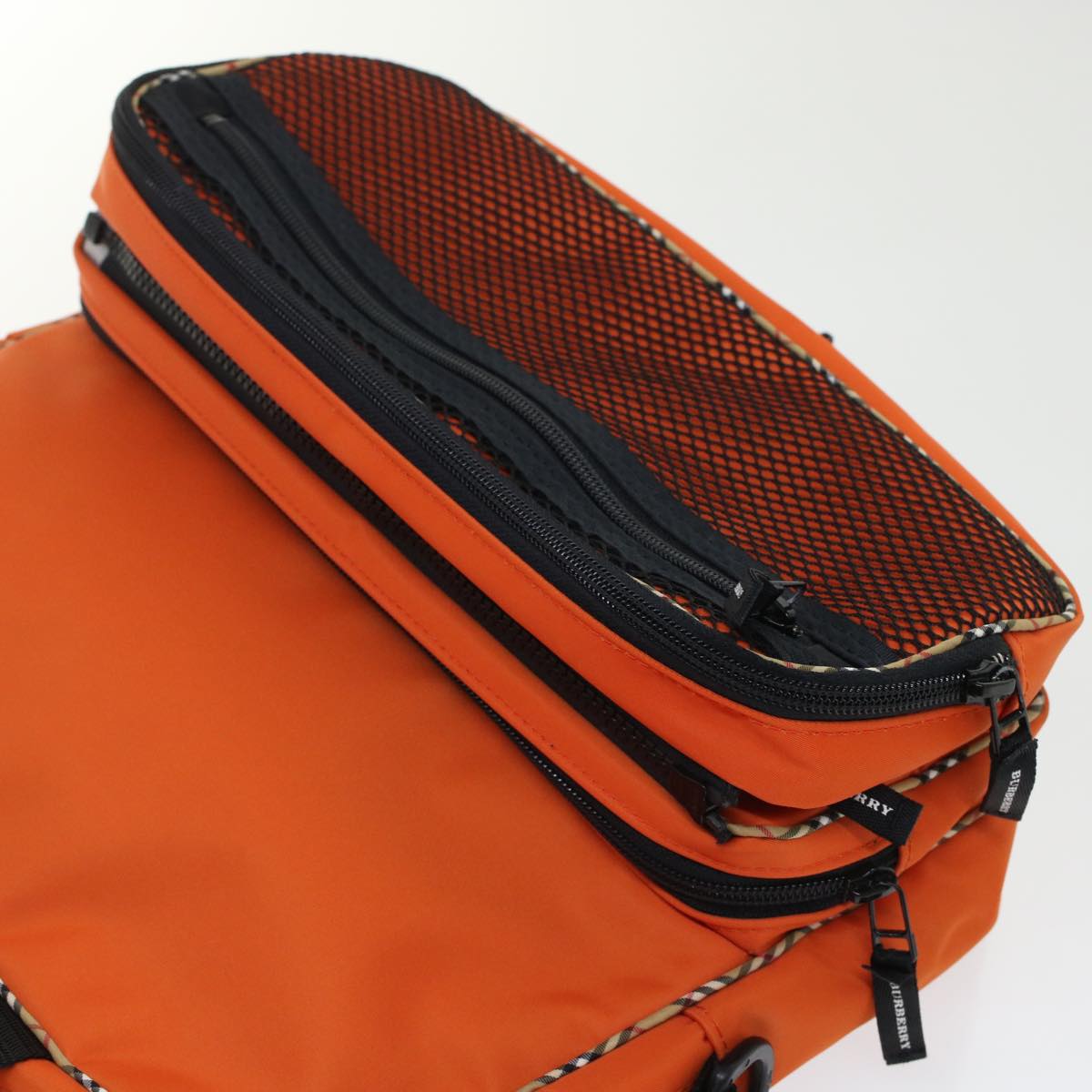 BURBERRY Nova Check Hand Bag Nylon 2way Orange Auth bs6240