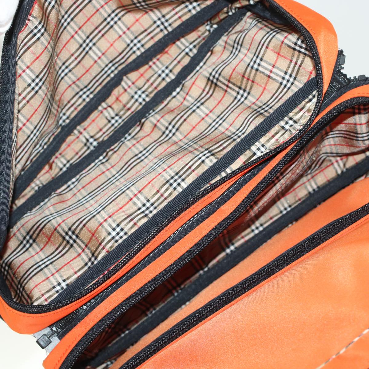 BURBERRY Nova Check Hand Bag Nylon 2way Orange Auth bs6240