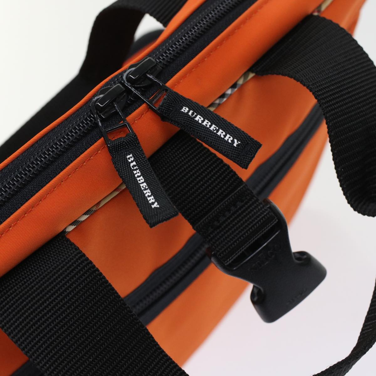 BURBERRY Nova Check Hand Bag Nylon 2way Orange Auth bs6240