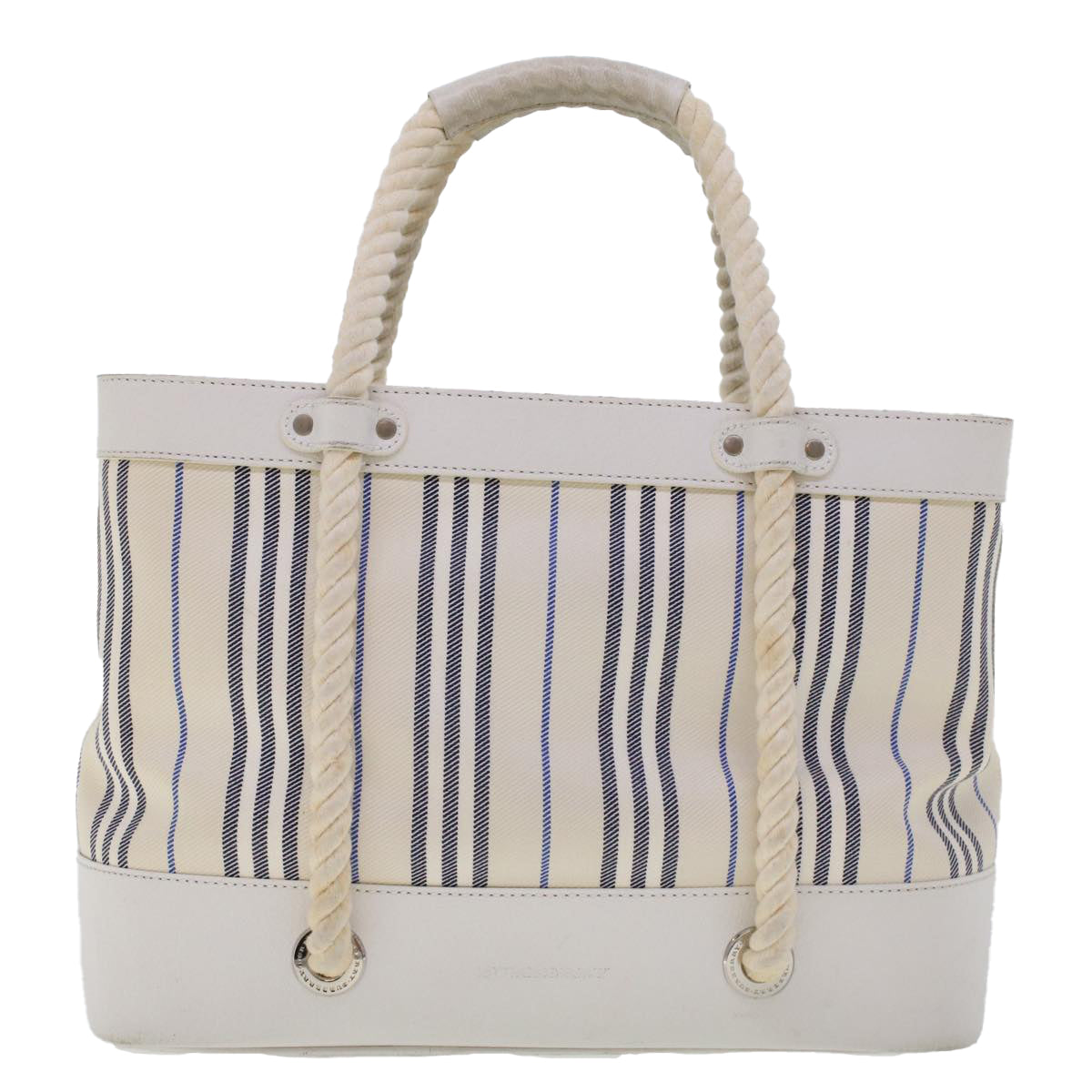 BURBERRY Hand Bag Canvas White Auth bs6258