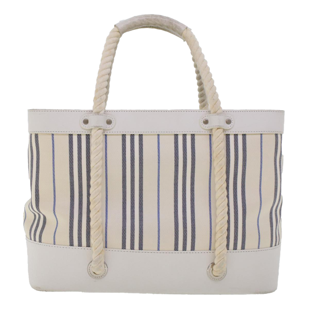 BURBERRY Hand Bag Canvas White Auth bs6258 - 0