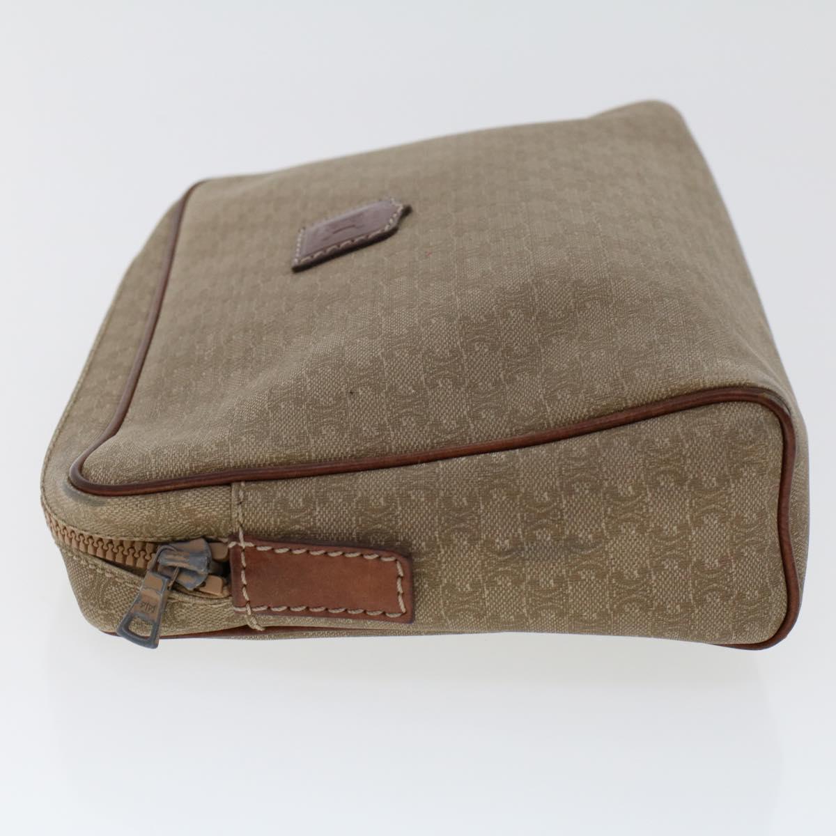 CELINE Macadam Canvas Clutch Bag PVC Leather 2Set Beige Brown Auth bs6264