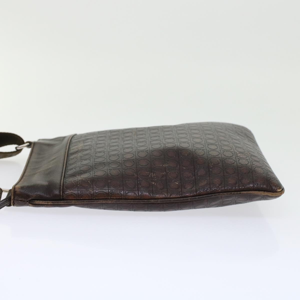 Salvatore Ferragamo Shoulder Hand Bag Leather 2Set Brown Beige Auth bs6270