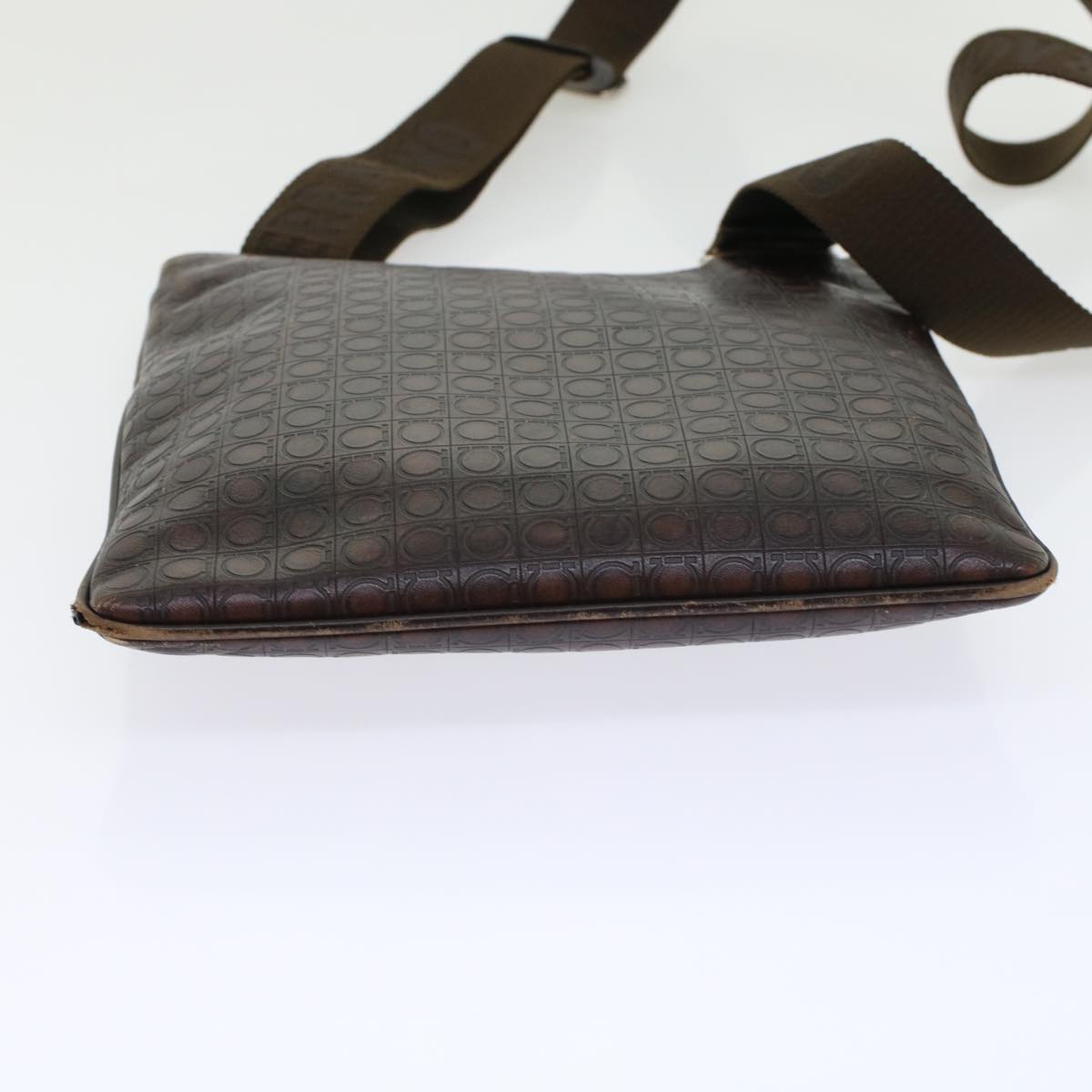 Salvatore Ferragamo Shoulder Hand Bag Leather 2Set Brown Beige Auth bs6270