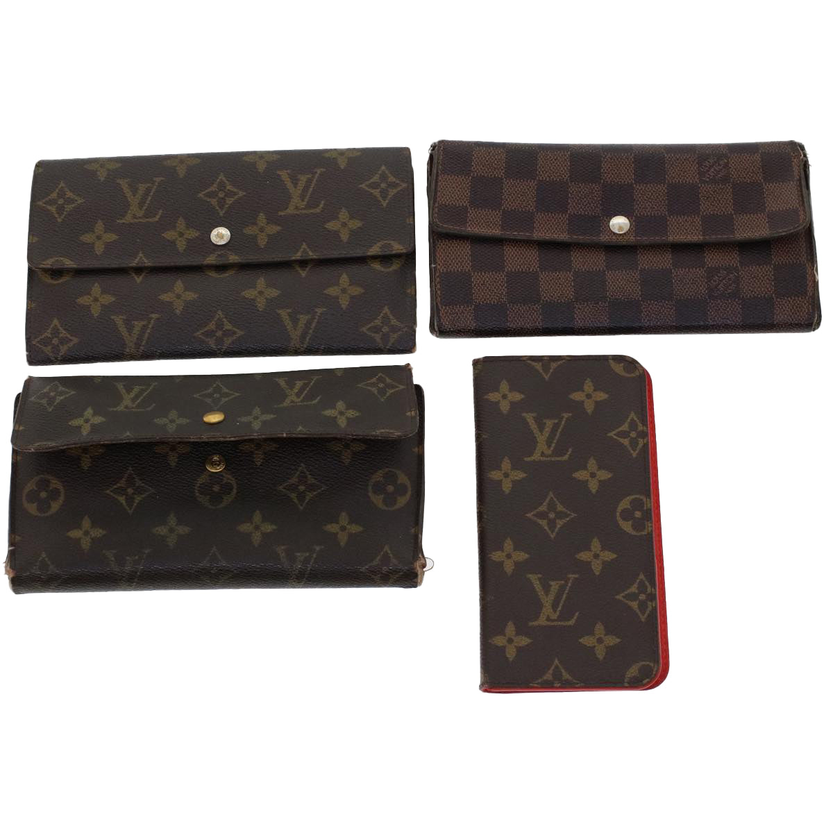 LOUIS VUITTON Monogram Damier Ebene iPhone Case Wallet 4Set LV Auth bs6282