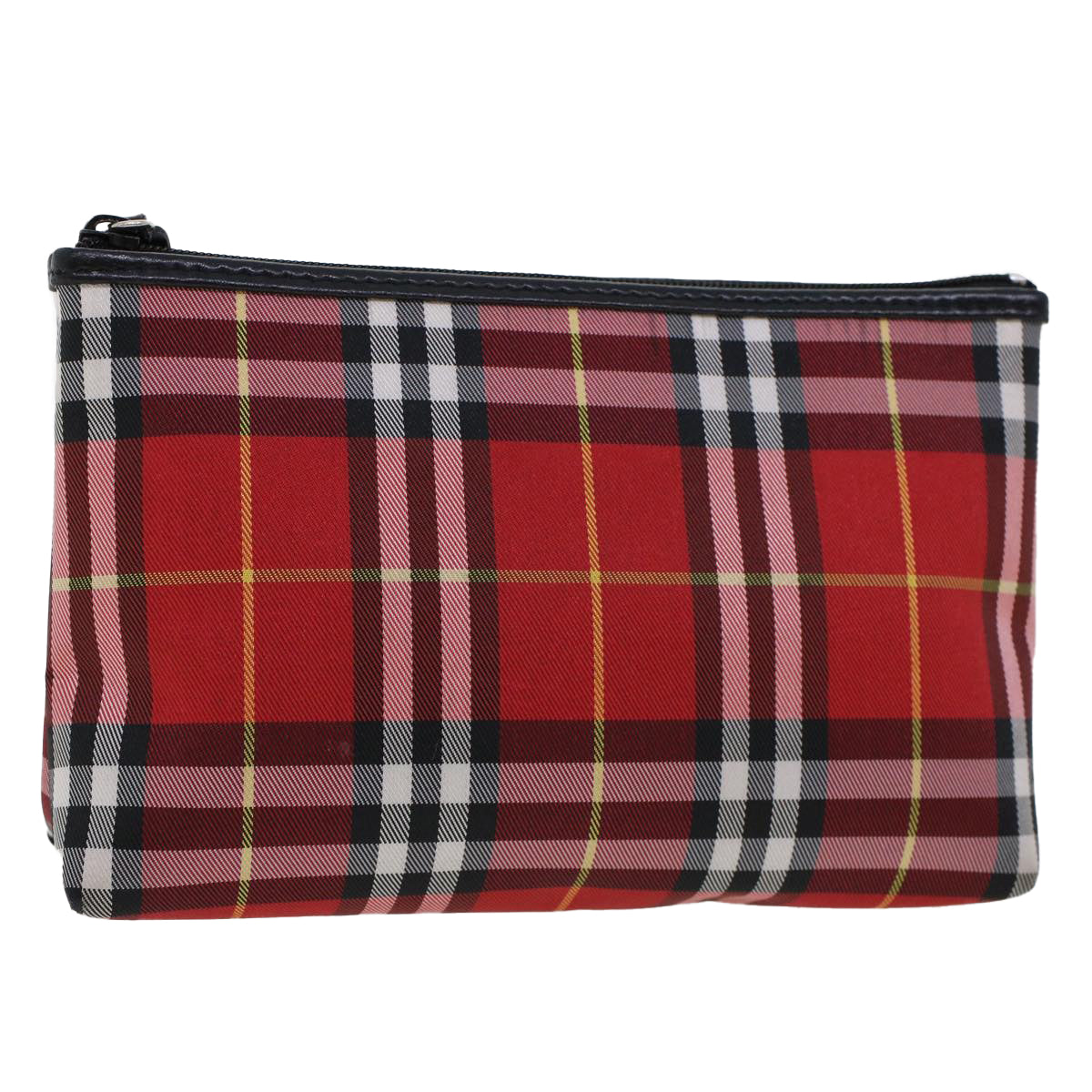 BURBERRY Nova Check Pouch Canvas Red Black Auth bs6284