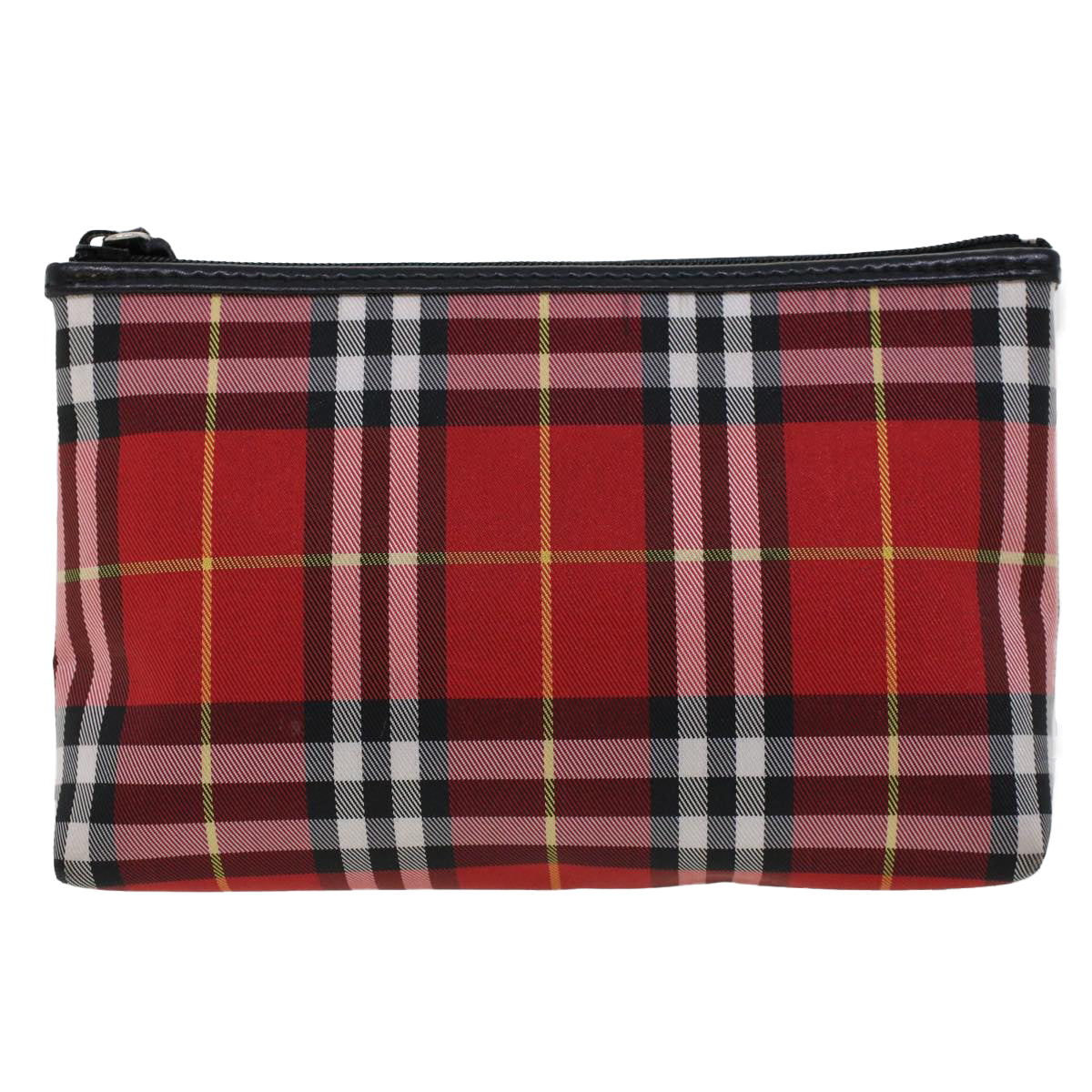 BURBERRY Nova Check Pouch Canvas Red Black Auth bs6284