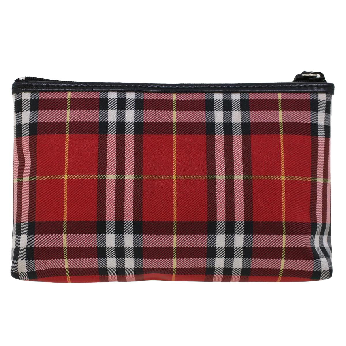 BURBERRY Nova Check Pouch Canvas Red Black Auth bs6284