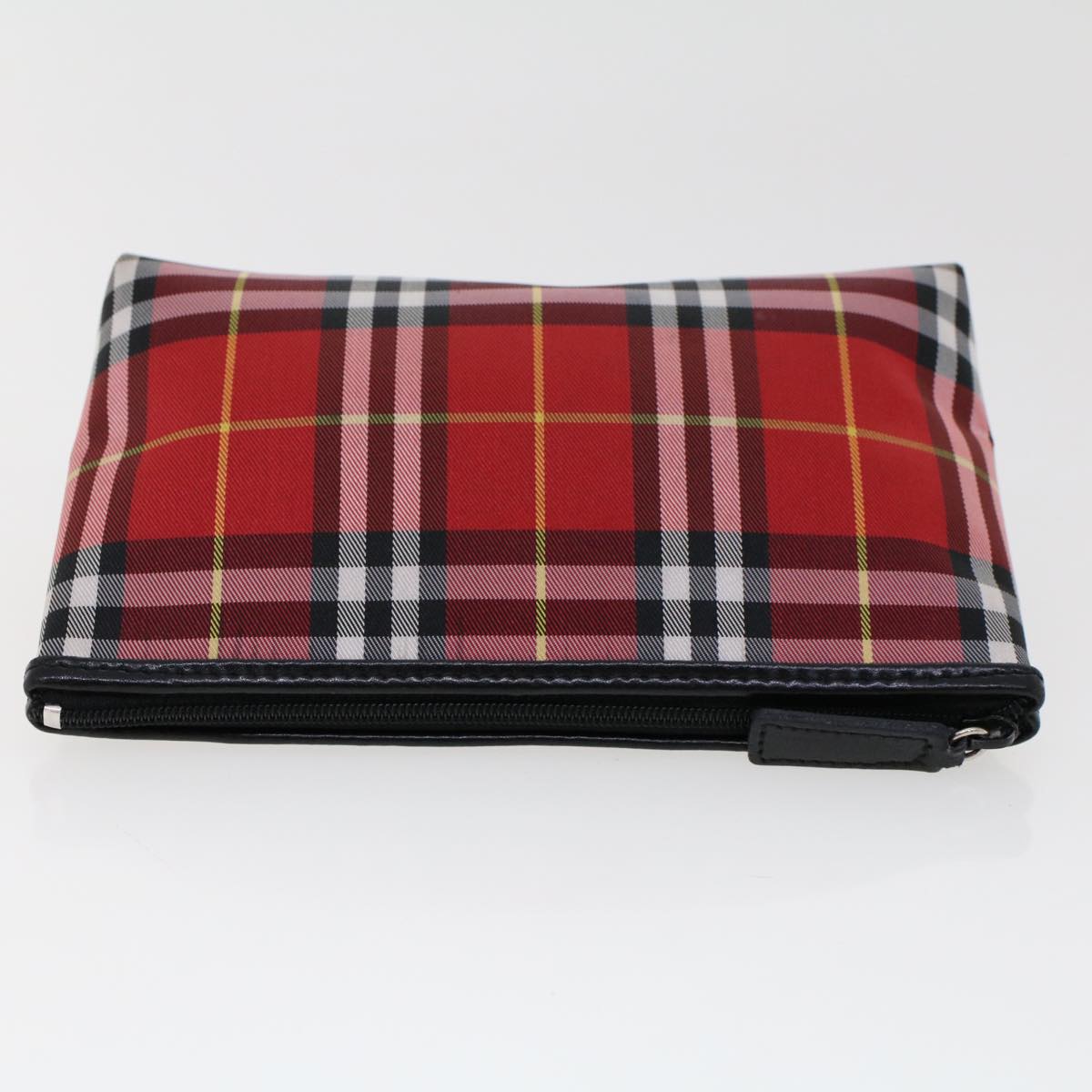 BURBERRY Nova Check Pouch Canvas Red Black Auth bs6284