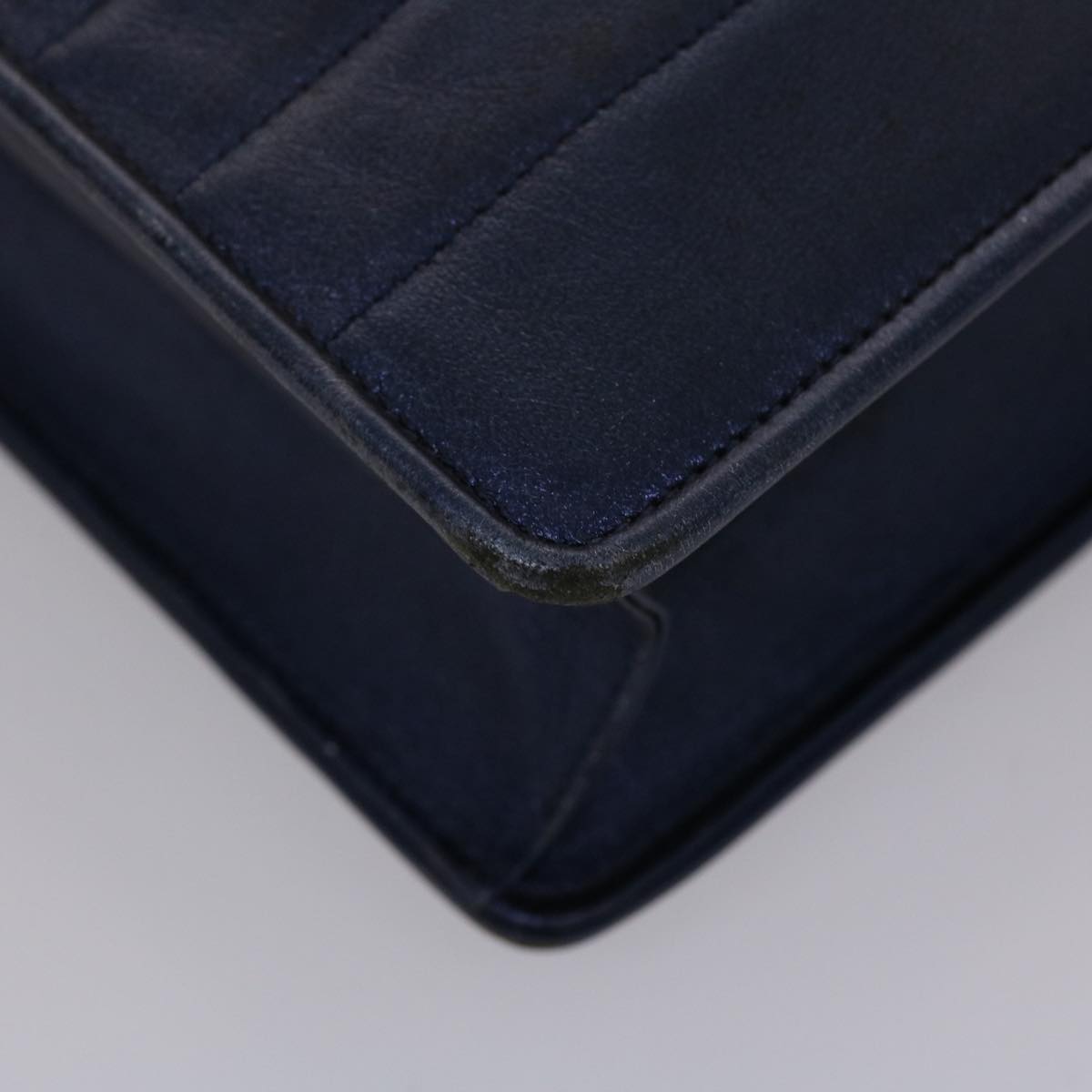 SAINT LAURENT V Stitch Tote Bag Leather Blue Auth bs6297