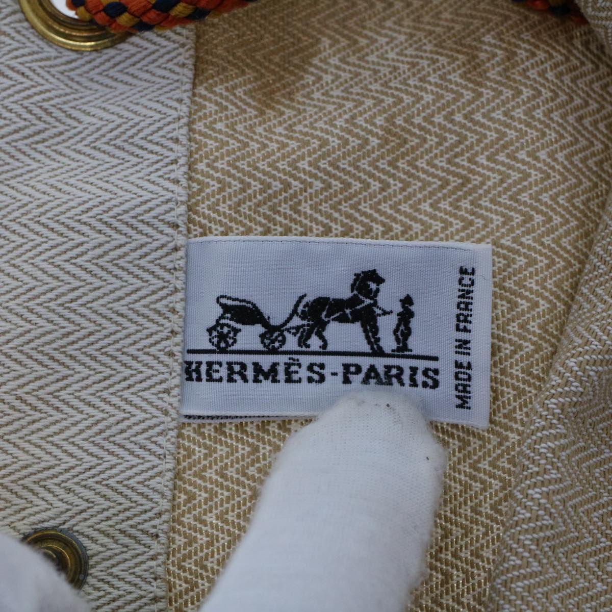 HERMES Aline PM Shoulder Bag Canvas Beige Auth bs6298