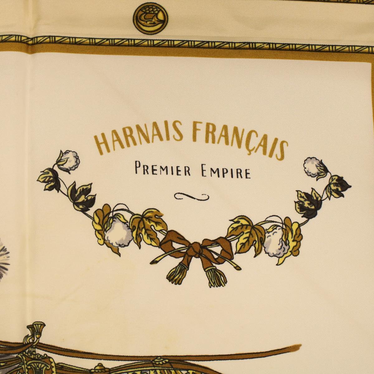 HERMES Carre 90 HARNAIS FRANCAIS Scarf Silk Yellow Auth bs6300
