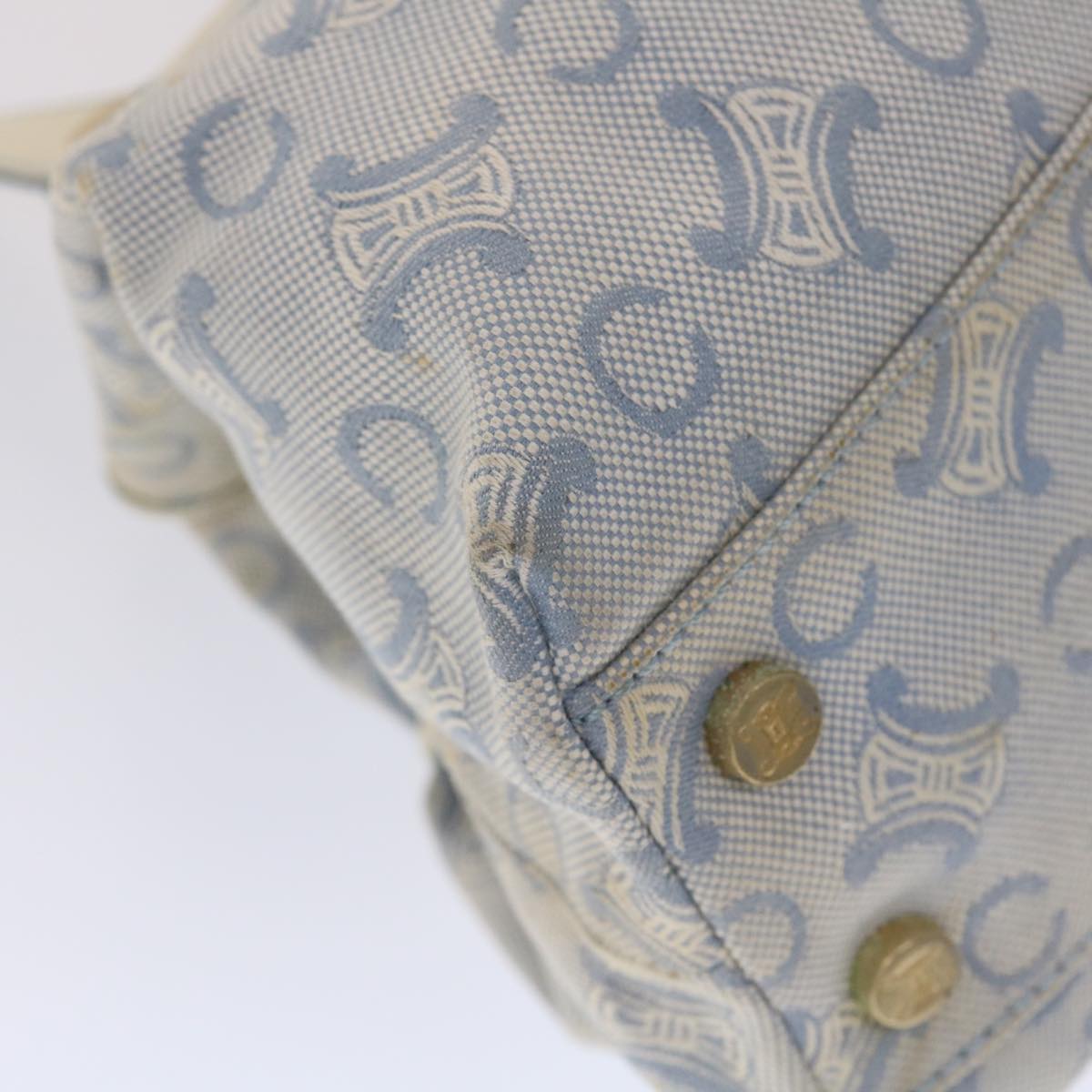 CELINE Paris Macadam Shoulder Bag Canvas Blue White Auth bs6303